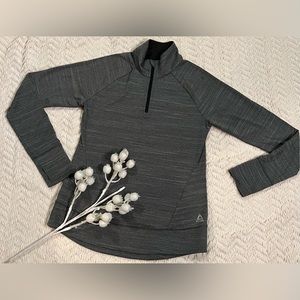 Reebok Gray Space Dye Back Vent 1/4 Sleeve Pullover Women's Medium